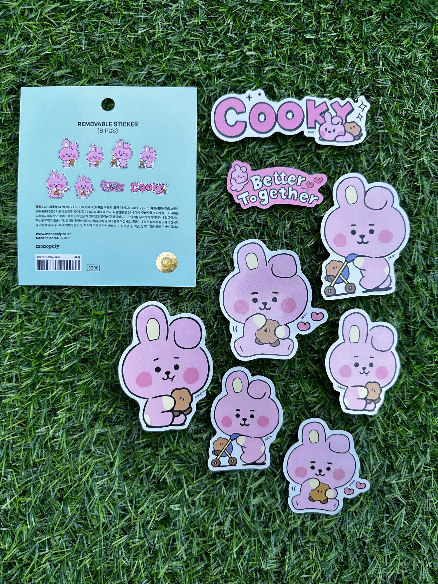 Pack de Adesivos Removíveis BT21 COOKY (Jungkook / BTS) LINE FRIENDS