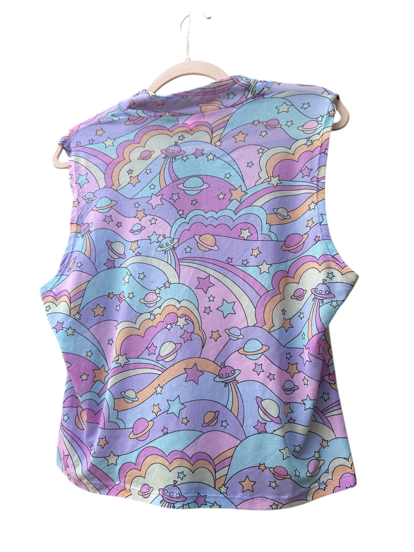 Top Cropped Sugar Thrillz Pastel Planet tam 1X