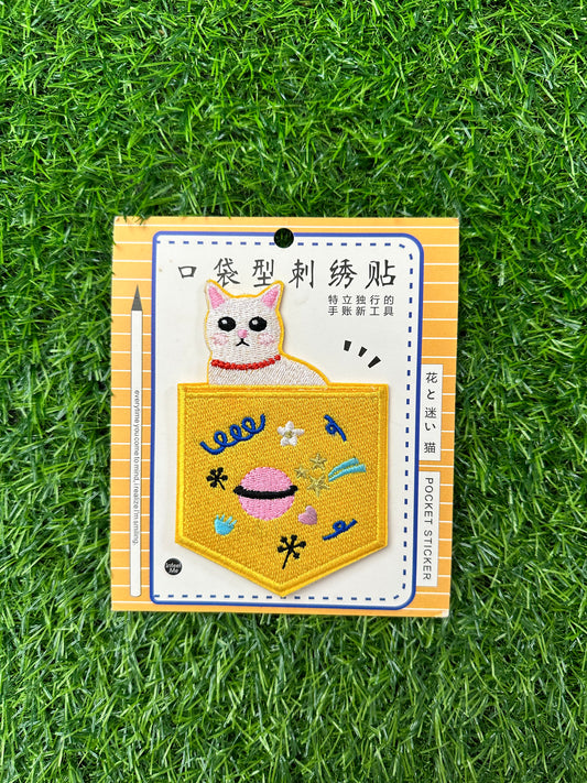 Patch Bordado Bolso de Gatinho (Importado Japão)
