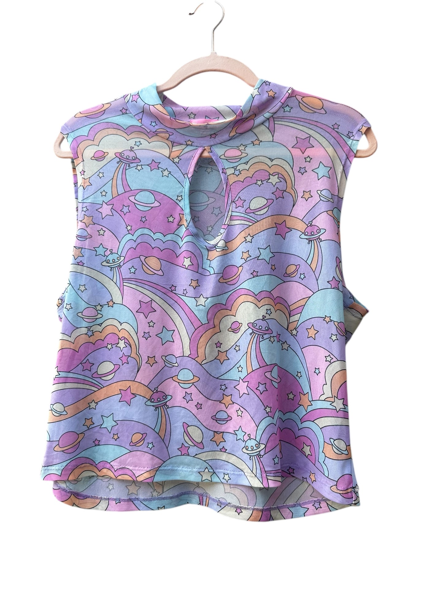 Top Cropped Sugar Thrillz Pastel Planet tam 1X